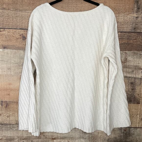 Ann Taylor Alpaca Wool Wide Sleeve Sweater Ivory Size Small - Picture 6 of 8